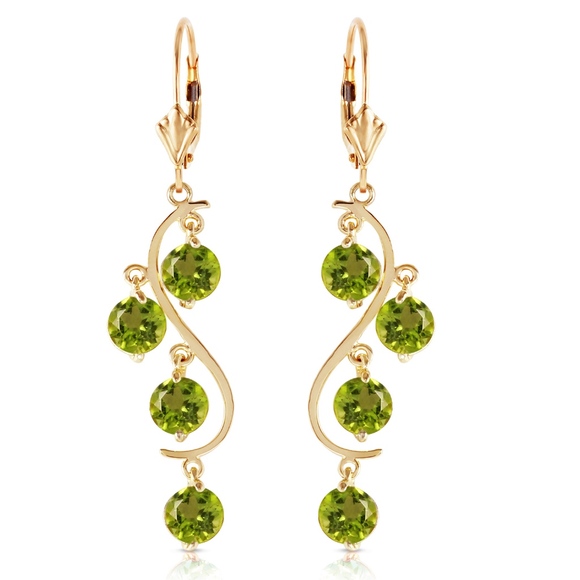 14K. GOLD CHANDELIERS EARRING WITH PERIDOTS